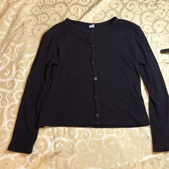 Girls Ribbed long sleeve top with buttons - Picture 1 of 4